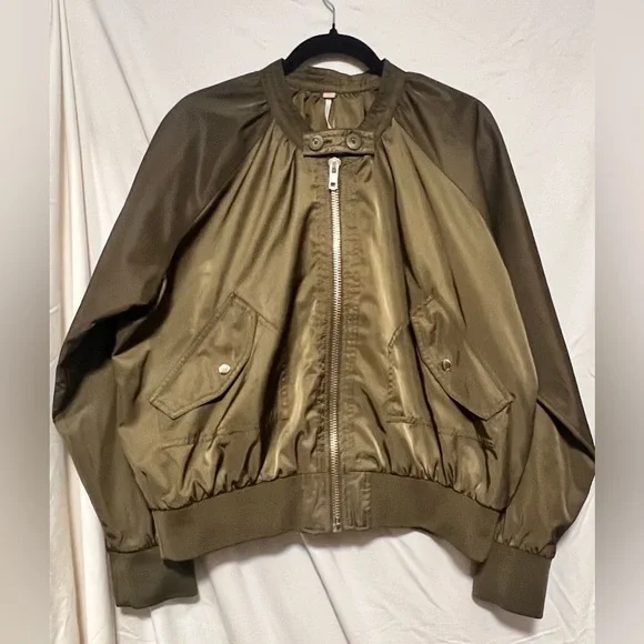 FREE PEOPLE Midnight Bomber Jacket - Moss Fall Winter Casual Trendy Chic - Picture 7 of 15